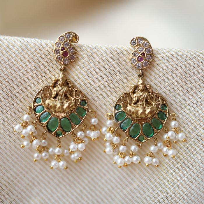 Antique gold temple drop earrings AJ2061