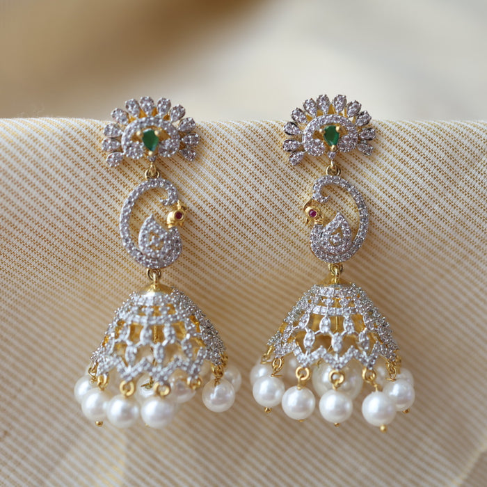 Heritage white stone jumka earrings HJ0346