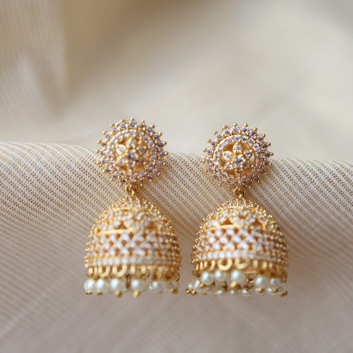 Heritage white stone jumka earrings HJ0046