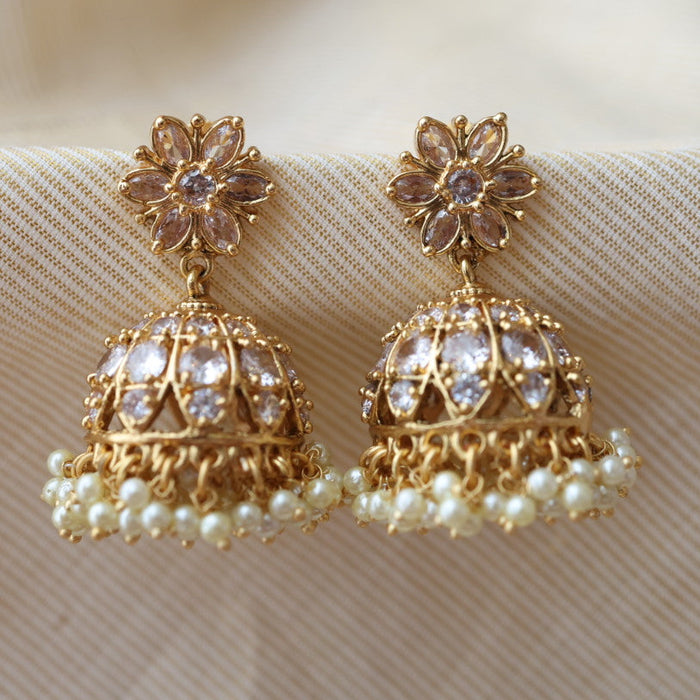 Antique white stone jumka earrings AJ2012