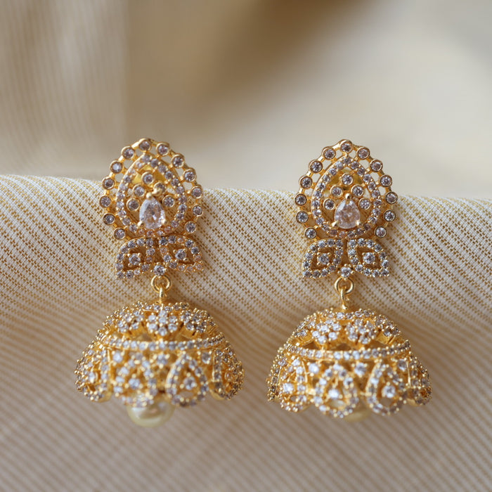 Heritage white stone jumka earrings HJ03245