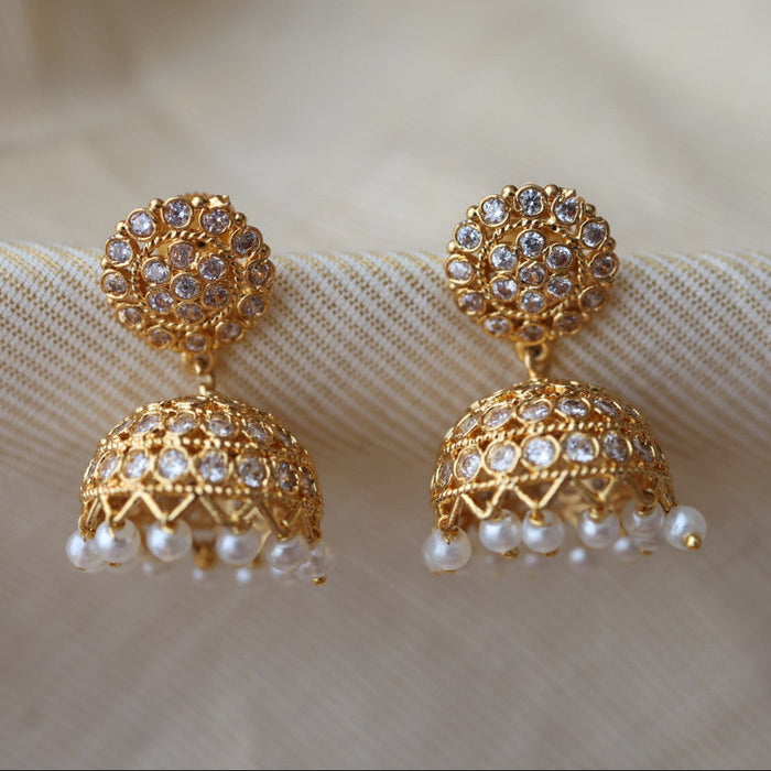 Heritage white stone jumka earrings HJ0987