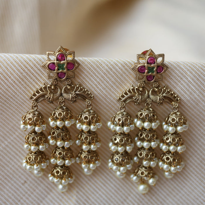 Antique trendy peadl design jumka earring AD291