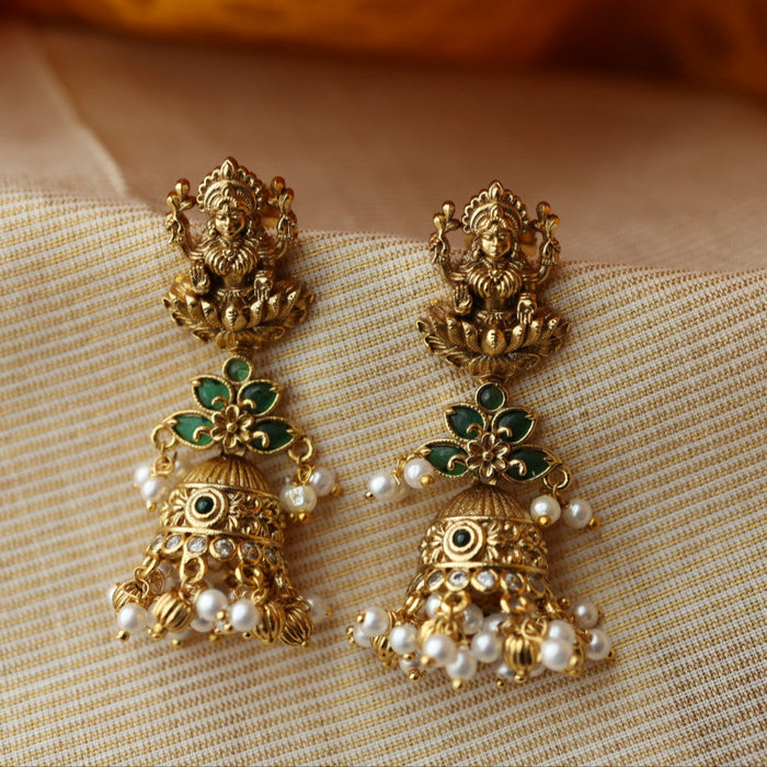 Antique gold temple jumka earrings AJ7844