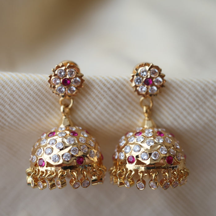 Heritage ruby white stone jumka earrings HJ946