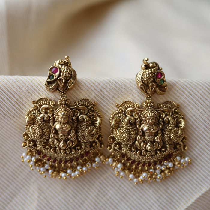 Antique temple design drop earrings AD290