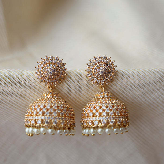 Heritage white stone jumka earrings HJ947