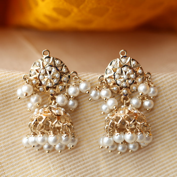 Heritage gold plated pearl design jumka earrings HJ0089