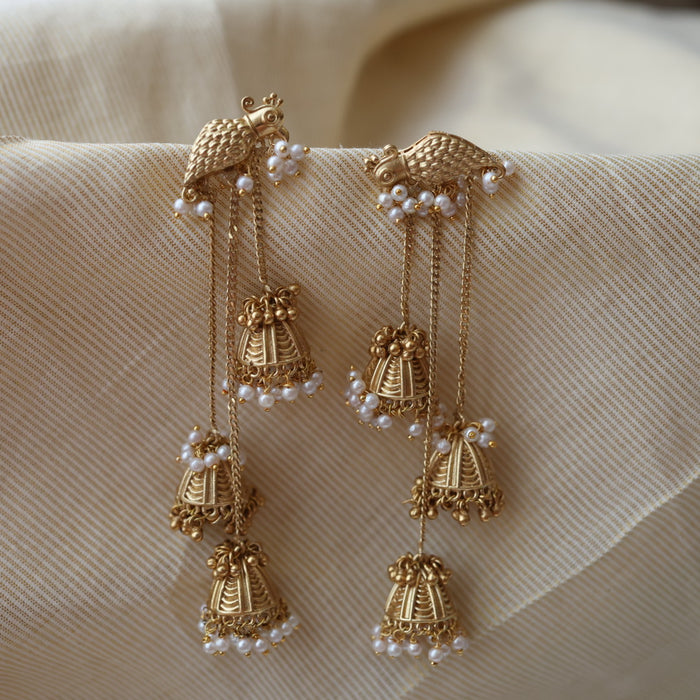 Antique parrot design drop earrings AD245