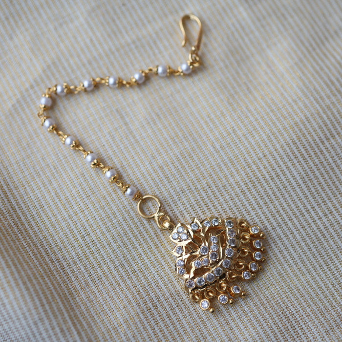 Heritage gold plated white stone tikka TH241