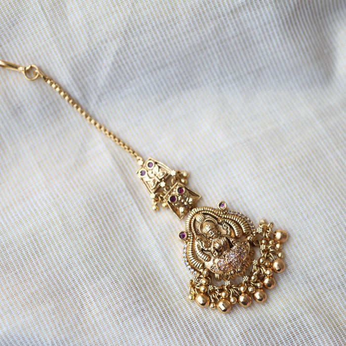 Antique gold temple design pearl tikka TA4779