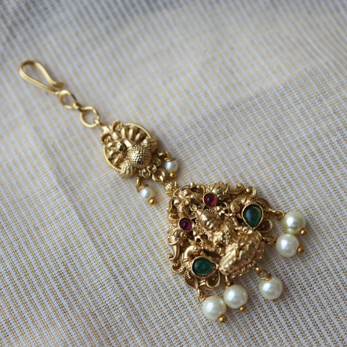 Antique temple design pearl tikka TA4776