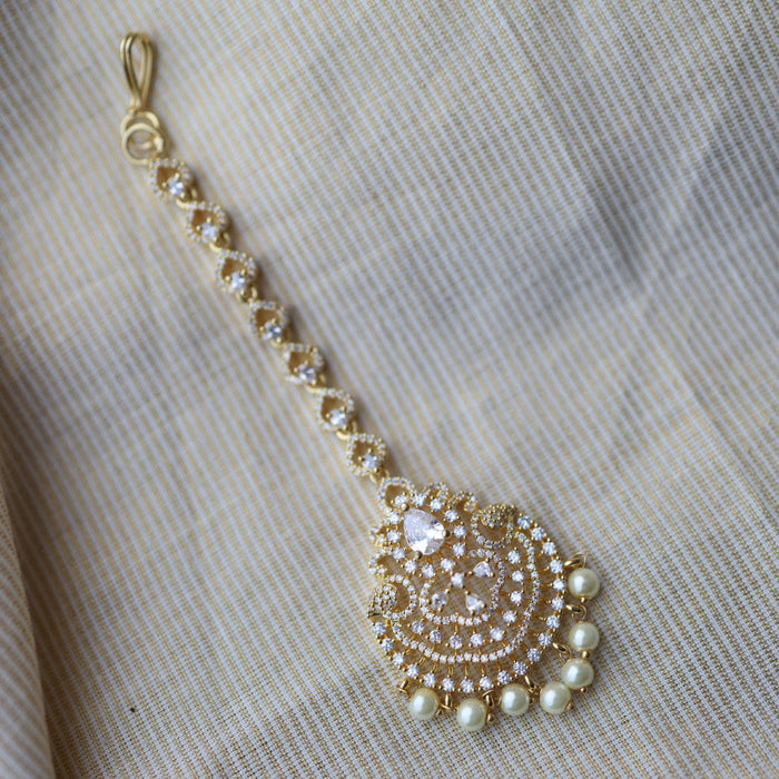 Heritage gold plated white stone tikka TH540