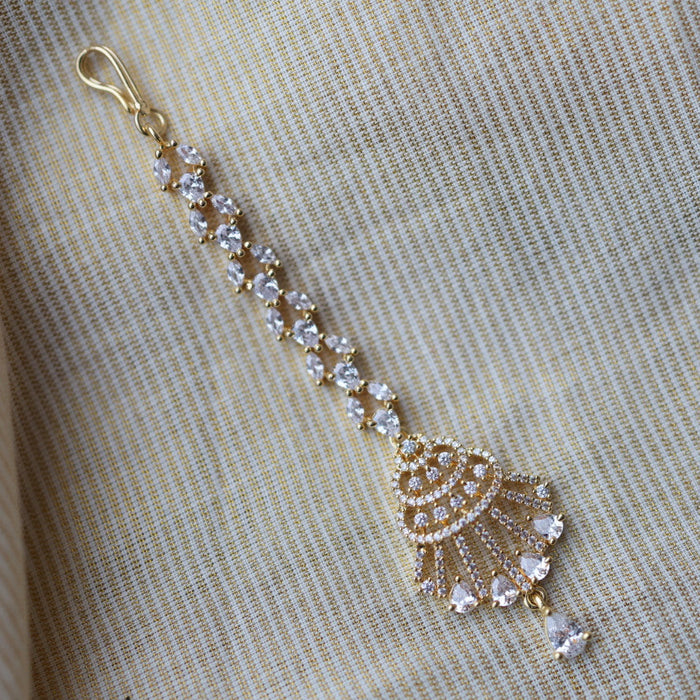 Heritage gold plated white stone tikka TH2433