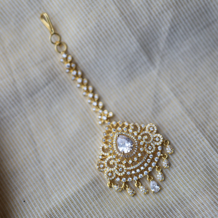 Heritage gold plated white stone tikka TH2112