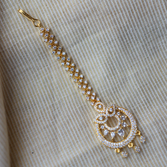 Heritage gold plated white stone tikka HT3456