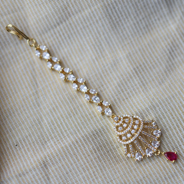 Heritage gold plated white stone tikka HT3458