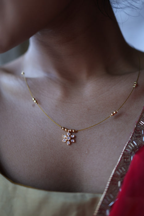 Heritage gold plated invisible short necklace IN954