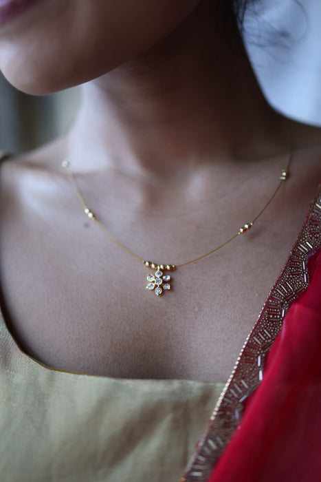 Heritage gold plated invisible short necklace IN954