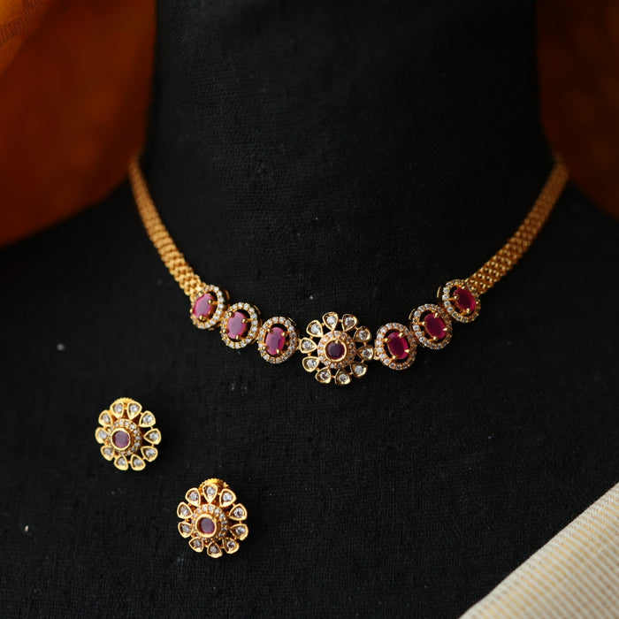 Heritage simple choker necklace with earrings CBB1455