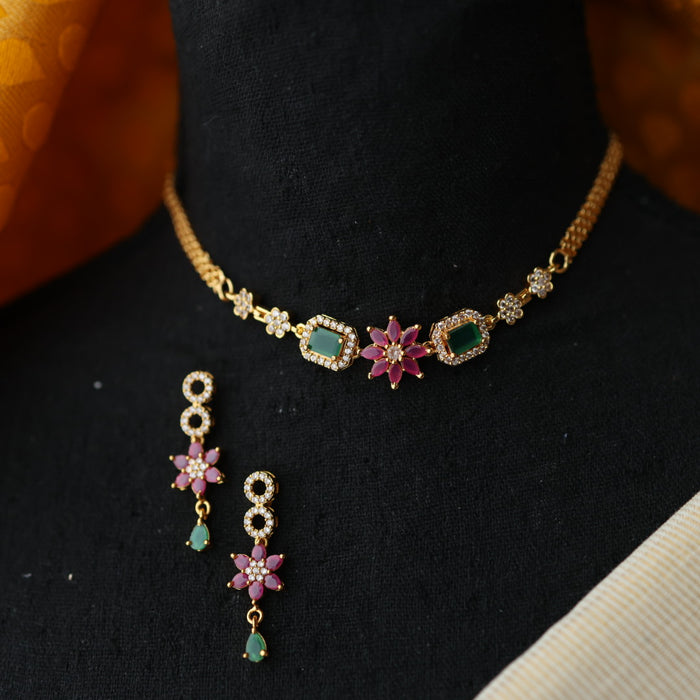 Heritage simple choker necklace with earrings CBB1456