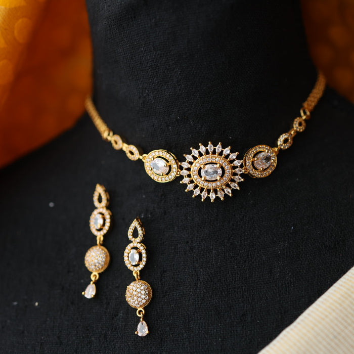 Heritage simple white stone choker necklace with earrings CCB1457