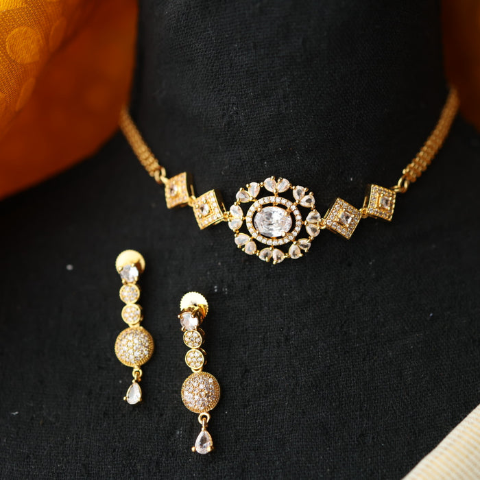 Heritage simple white stone choker necklace with earrings CCB1458