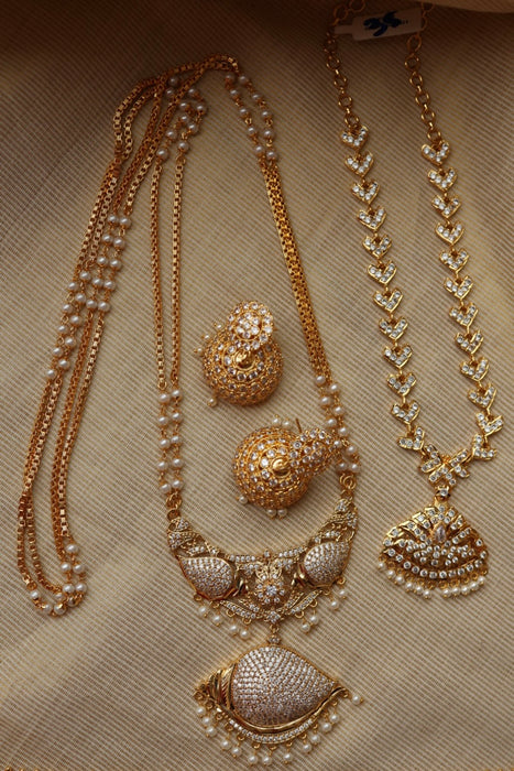 Heritage gold plated gold padakam necklace set with earrings HP301