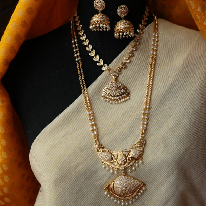 Heritage gold plated gold padakam necklace set with earrings HP301