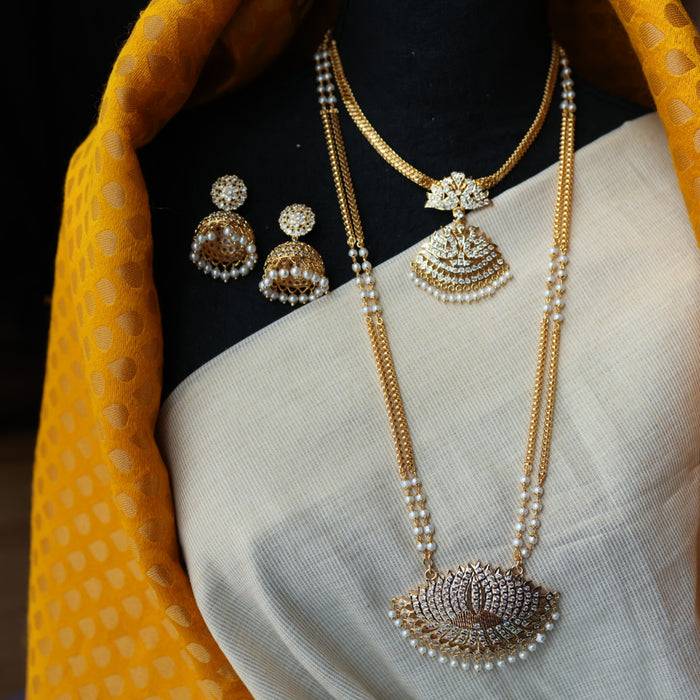 Heritage gold plated padakam necklace set with earrings HP691