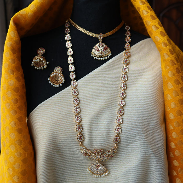 Heritage gold plated padakam necklace set with earrings HP6923
