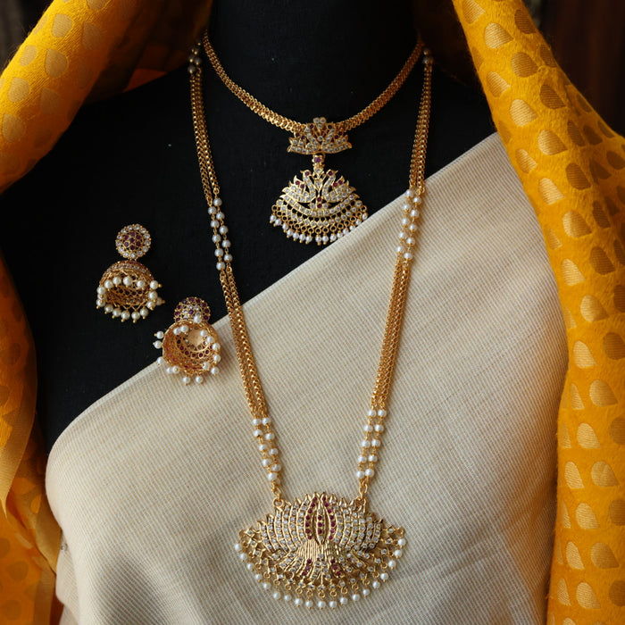 Heritage gold plated padakam necklace set with earrings HP6923