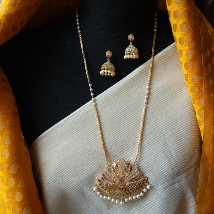Heritage gold plated padakam necklace with earrings HP6933