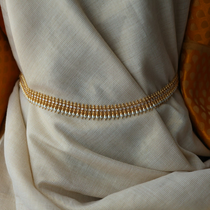 Heritage gold white stone and pearl waistchain HW1046