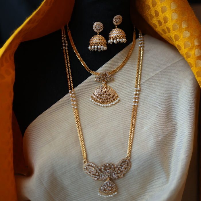 Heritage gold plated white padakam necklace set with earrings HP755