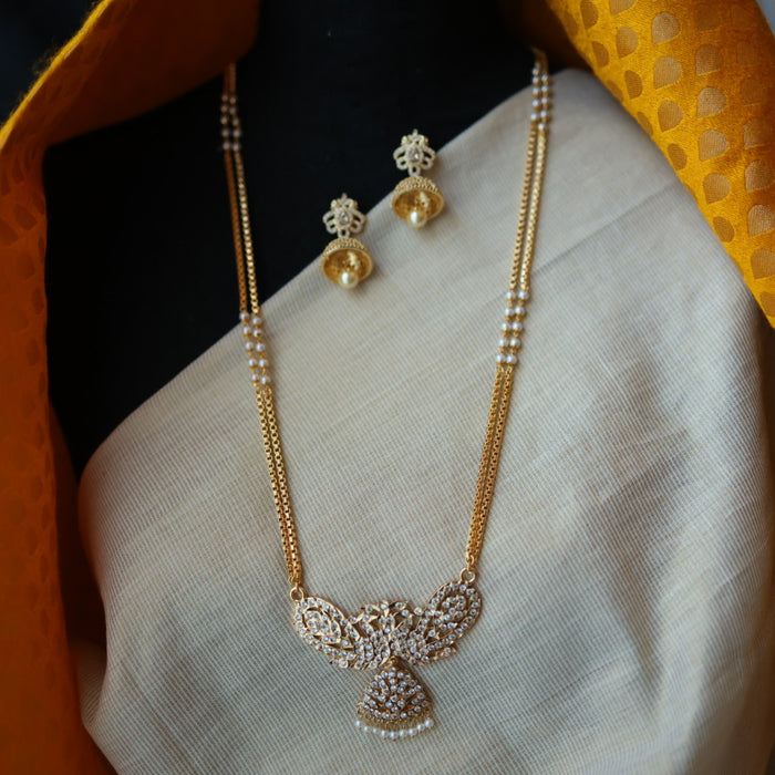 Heritage gold plated white padakam necklace with earrings HP155