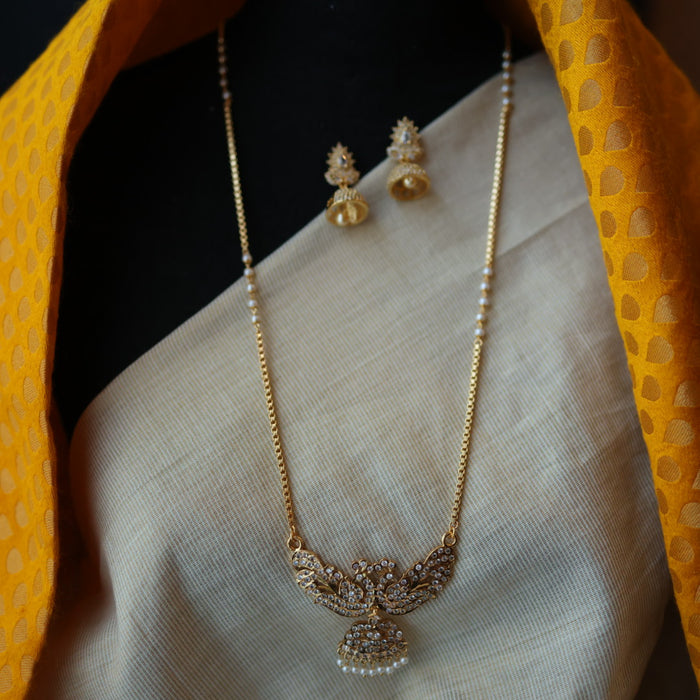 Heritage gold plated white padakam necklace set with earrings HP255