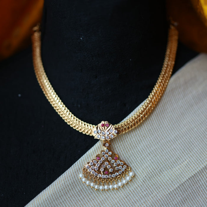 Heritage gold plated short necklace H755
