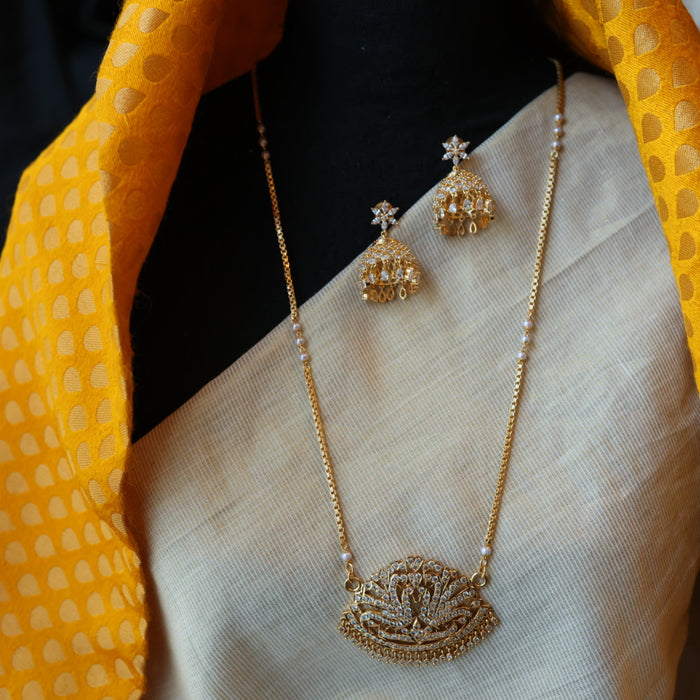 Heritage gold plated white padakam necklace with earrings HP9875