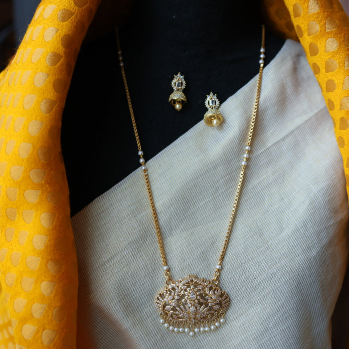 Heritage gold plated padakam long necklace with earrings HP00252