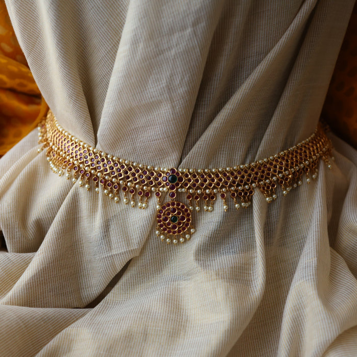 Antique ruby pearl design waistchain AW106678