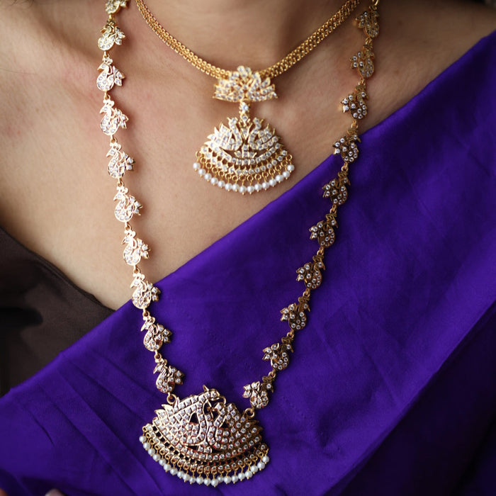 Heritage gold plated padakam necklace set with earrings HP6916