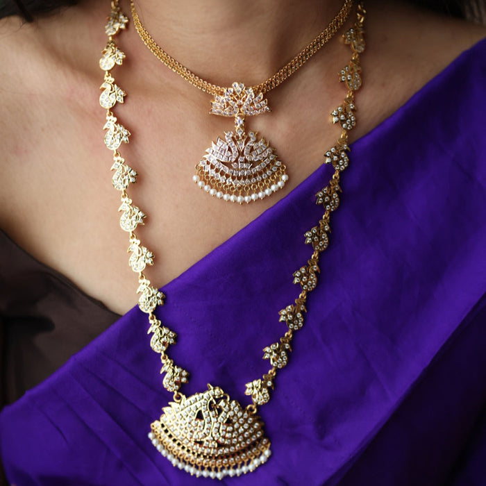Heritage gold plated padakam necklace set with earrings HP6916