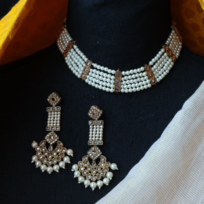 Trendy choker necklace with earrings TW4432