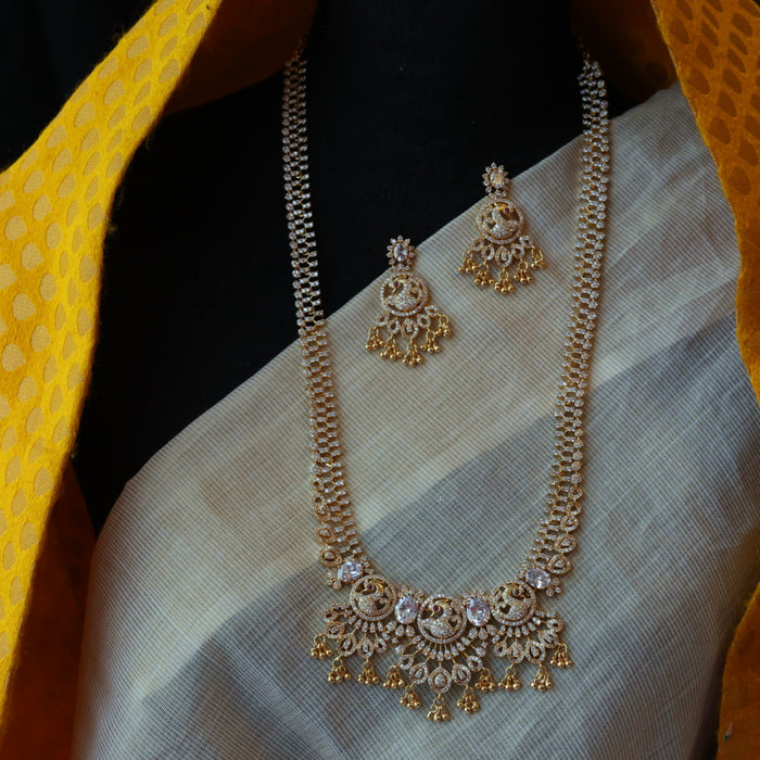 Heritage gold plated long necklace set with earrings/ waistchain HP691