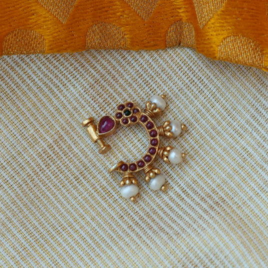 Heritage Multi stone gold plated nosering HN0045