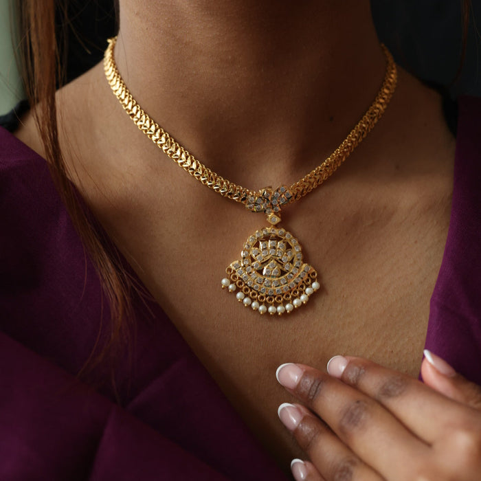 Heritage gold plated short necklace with earrings H706