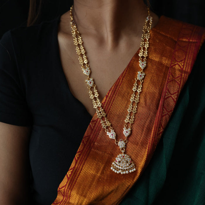 Heritage gold plated padakam long necklace HP6978