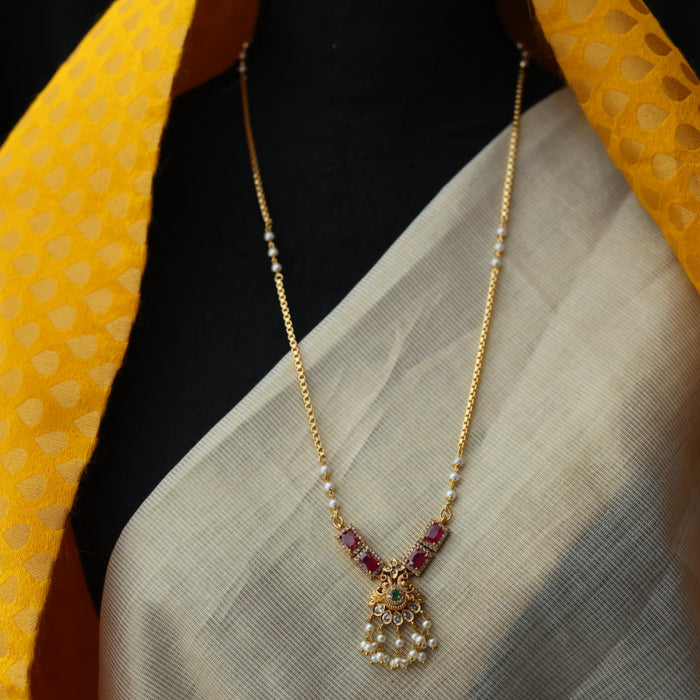 Heritage gold plated padakam long chain with earrings HP7625