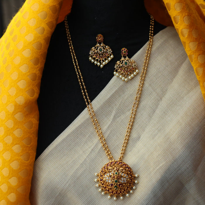 Antique pendant long necklace with earrings PEN115